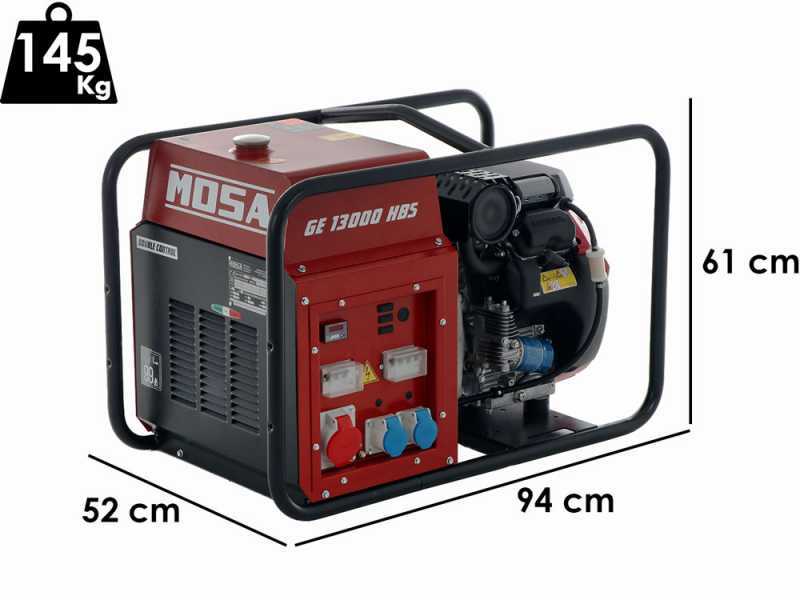 MOSA GE 13000 HBS - Groupe &eacute;lectrog&egrave;ne &agrave; essence 10.4 KW - Continu 9 kW Triphas&eacute; - Moteur Honda GX630