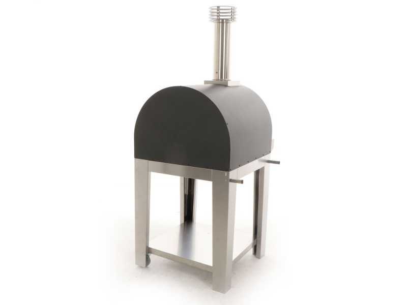 Fontana Margherita - Four &agrave; bois d'ext&eacute;rieur avec chariot - Anthracite