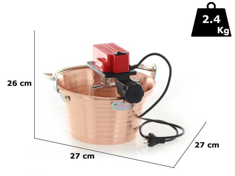 Chaudron en cuivre &eacute;lectrique martel&eacute; pour polenta NuovaFac Cuoca Automatica base plate 4L - 5W