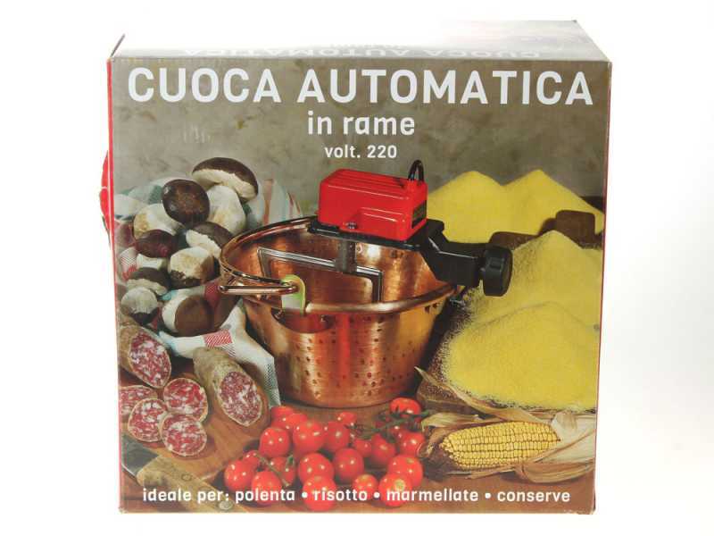 Chaudron en cuivre &eacute;lectrique martel&eacute; pour polenta NuovaFac Cuoca Automatica base plate 4L - 5W