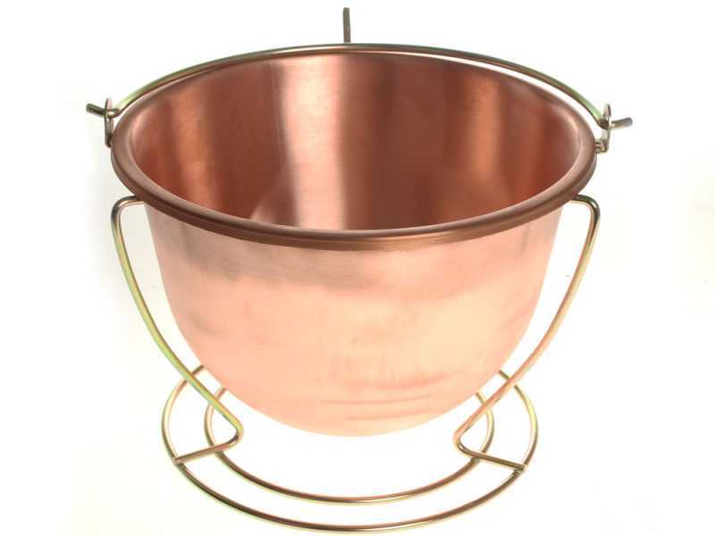 Chaudron &eacute;lectrique en cuivre lisse pour polenta NuovaFac Cuoca Automatica base ronde 9L - 24W