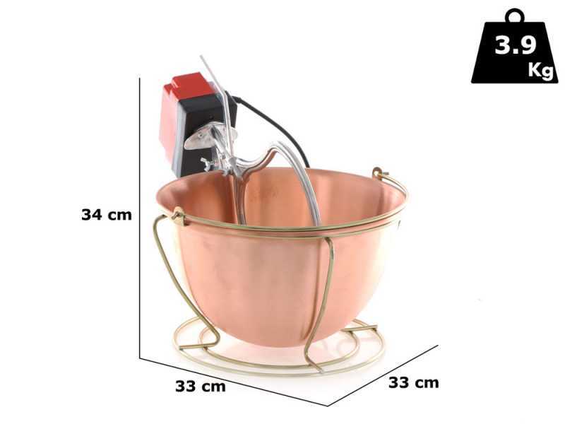 Chaudron &eacute;lectrique en cuivre lisse pour polenta NuovaFac Cuoca Automatica base ronde 9L - 24W