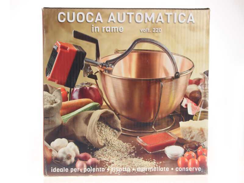 Chaudron &eacute;lectrique en cuivre lisse pour polenta NuovaFac Cuoca Automatica base ronde 9L - 24W