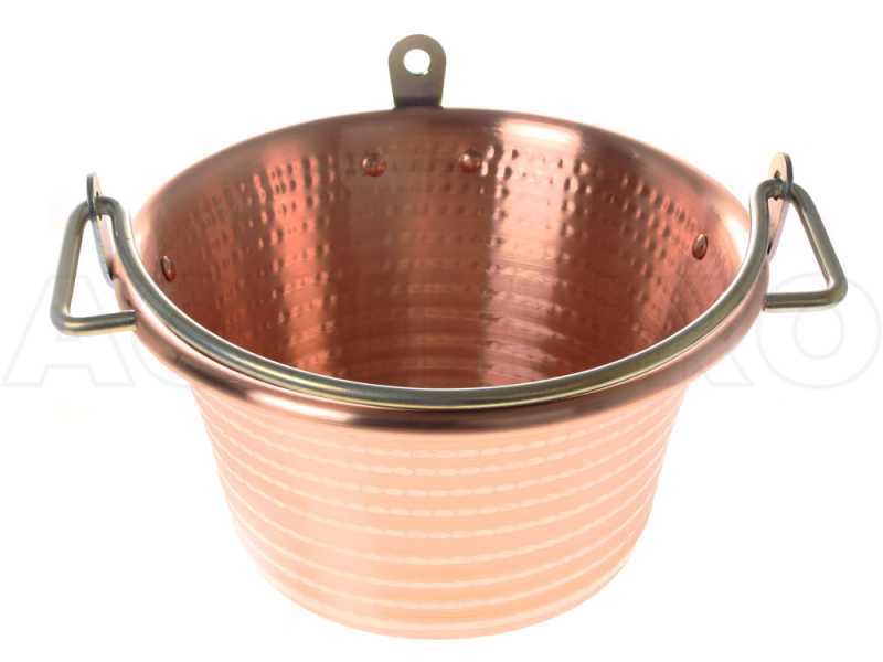 Chaudron &eacute;lectrique &agrave; induction en cuivre martel&eacute; pour polenta NuovaFac Cuoca Automatica base plate 4L - 5W