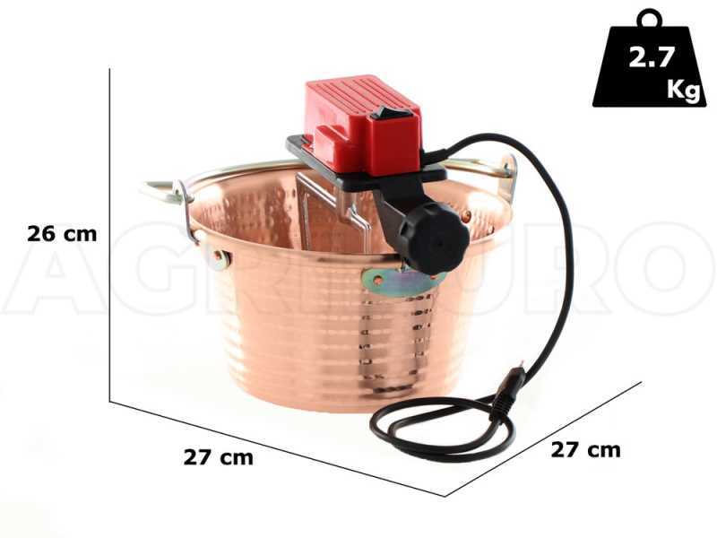Chaudron &eacute;lectrique &agrave; induction en cuivre martel&eacute; pour polenta NuovaFac Cuoca Automatica base plate 4L - 5W