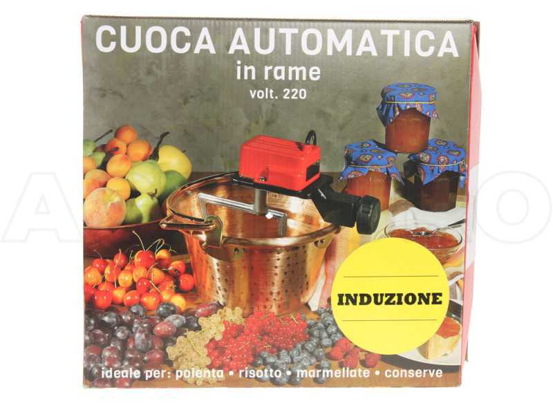 Chaudron &eacute;lectrique &agrave; induction en cuivre martel&eacute; pour polenta NuovaFac Cuoca Automatica base plate 4L - 5W