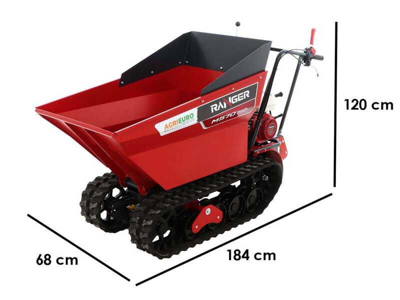 Brouette motoris&eacute;e &agrave; chenilles dumper Ranger M570 HD-E - Moteur Honda GX200 - D&eacute;marrage &eacute;lectrique