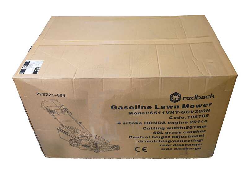 Redback S511VHY - Tondeuse &agrave; gazon thermique tract&eacute;e - 4en1 - Moteur Honda GCVx200