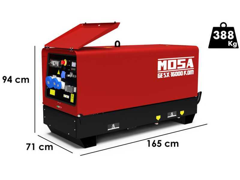 MOSA GE SX 16000 KDM - Groupe &eacute;lectrog&egrave;ne insonoris&eacute; 14.4 kW - Continu 13.2 kW Monophas&eacute; + ATS - Moteur Kohler KDW1003