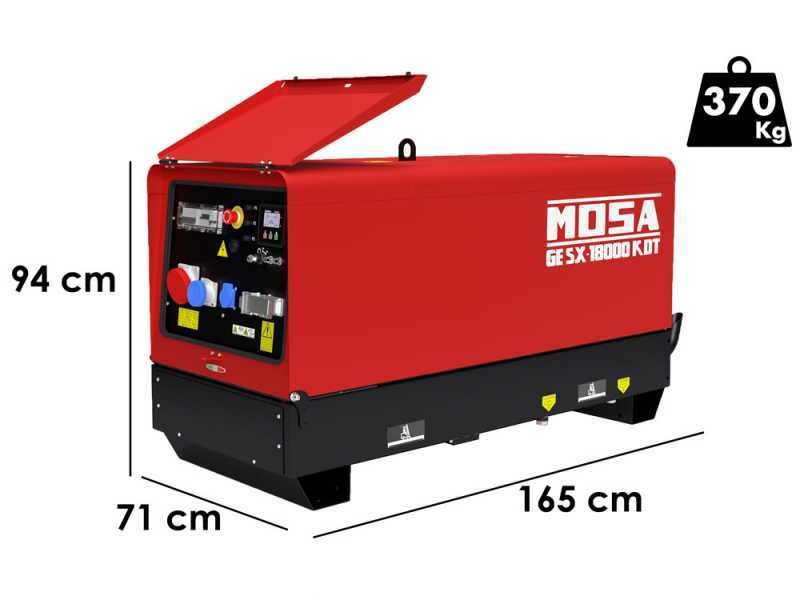 MOSA GE SX 18000 KDT - Groupe &eacute;lectrog&egrave;ne insonoris&eacute; 14.4 kW triphas&eacute; diesel - Kohler-Lombardini KDW1003 - Bo&icirc;tier ATS inclus