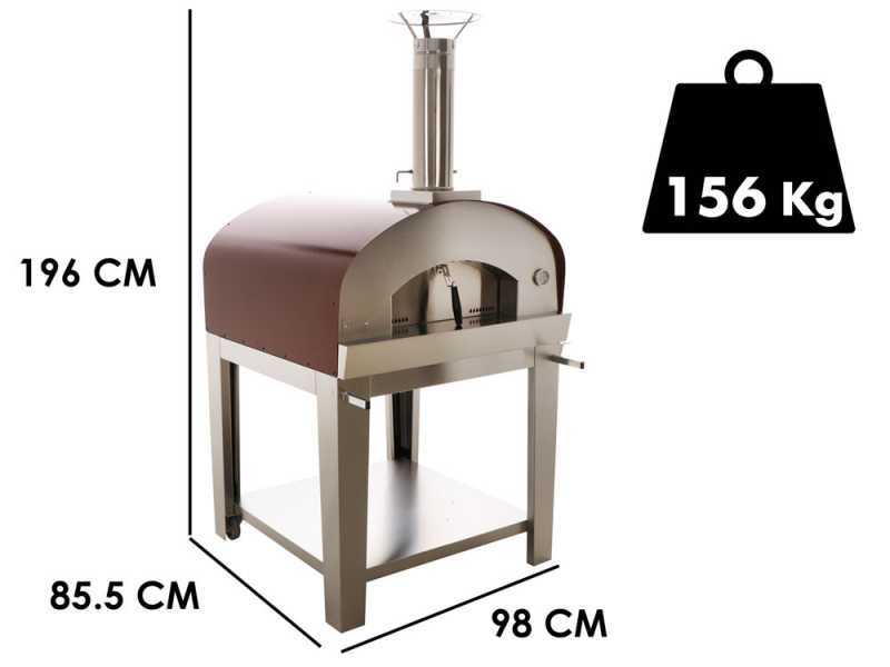 Seven Italy Ade - Four &agrave; bois d'ext&eacute;rieur avec chariot - Rouge