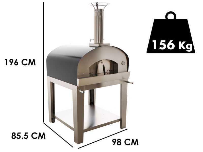Seven Italy Ade - Four &agrave; bois d'ext&eacute;rieur avec chariot - Anthracite