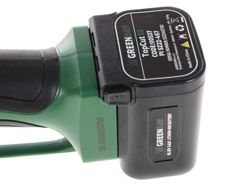 S&eacute;cateur &eacute;lectrique de taille Greenbay TopCut 33 - 2 batteries de 16.8 V -  4Ah