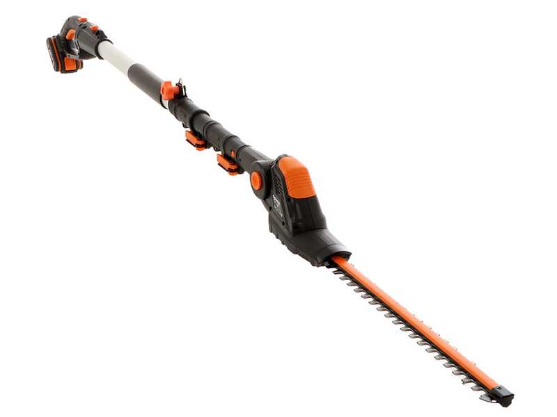 Works WG908E - Perche &eacute;lagueuse /Taille-haie multifonction &agrave; batterie sur perche de rallonge - batterie 20V 2Ah