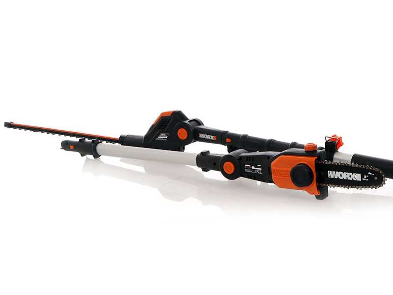 Worx WG908E - &Eacute;lagueuse /Taille-haie multifonction &agrave; batterie sur perche - batterie 20V 2Ah