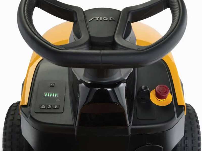 Tracteur tondeuse &agrave; batterie Stiga Estate 384e - Bac de ramassage - Puissance 48V/30Ah