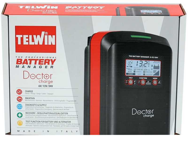 Telwin Doctor Charge 50 - Chargeur de batterie, mainteneur de puissance, testeur &eacute;lectronique - batteries de 6/12/24V