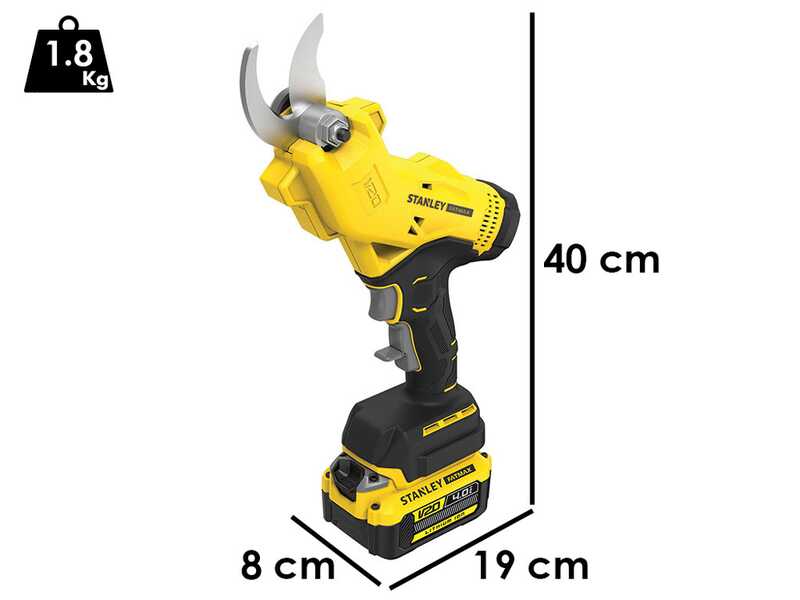 S&eacute;cateur &eacute;lectrique de taille Stanley SFMCPP32M1-QW - Batterie de 20V/4Ah - Diam&egrave;tre de coupe 32 mm