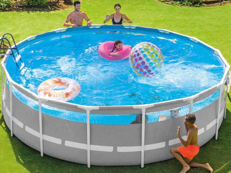 Intex Piscine Round Prism Frame - 457 X 122 Cm - Grise - Comprend Des Accessoires Cb49 Grey 103802 B