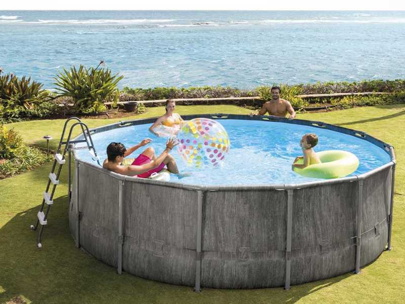 Intex Prisma Frame Greywood 26742NP - &Oslash;457x122 cm - Piscine ronde