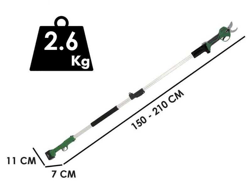 GreenBay TopCut 40 - S&eacute;cateur &eacute;lectrique de taille sur perche - 2x 21V 4Ah - 150/210 cm