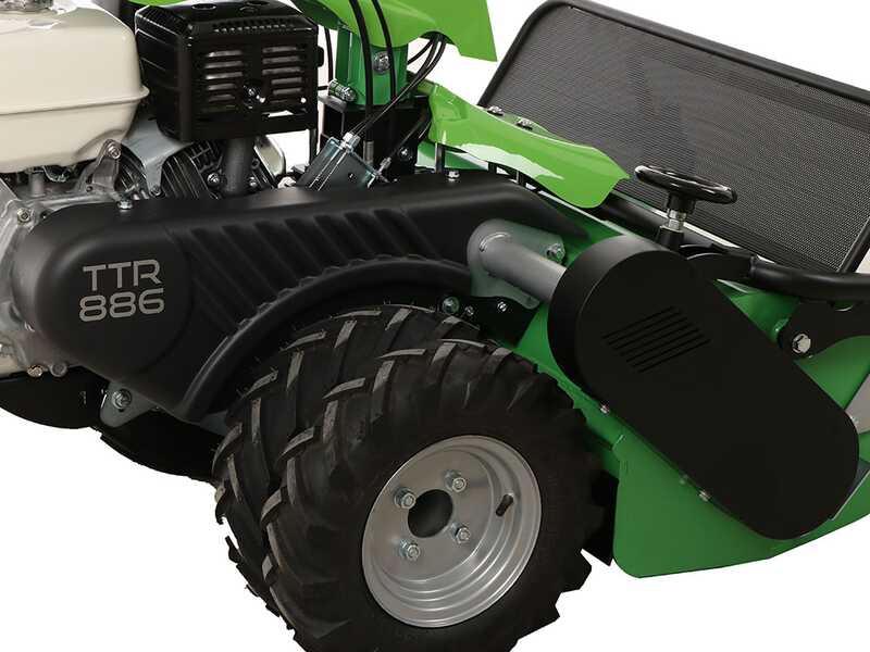 Lampacrescia MGM TTR886 - Tondeuse d&eacute;broussailleuse &agrave; couteaux - Roues jumel&eacute;es - Honda GX390 Pentes fortes