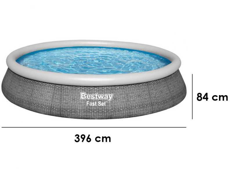 Bestway FAST Set 57376 - &Oslash;396x84 cm - Piscine gonflable + Pompe de filtration 29 W