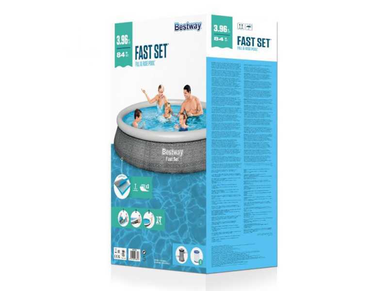 Bestway FAST Set 57376 - &Oslash;396x84 cm - Piscine gonflable + Pompe de filtration 29 W