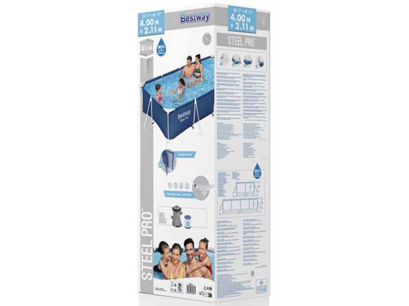 Bestway Steel Pro 56424 - 400x211x81 cm - Piscine hors-sol + Pompe de filtration 16 W