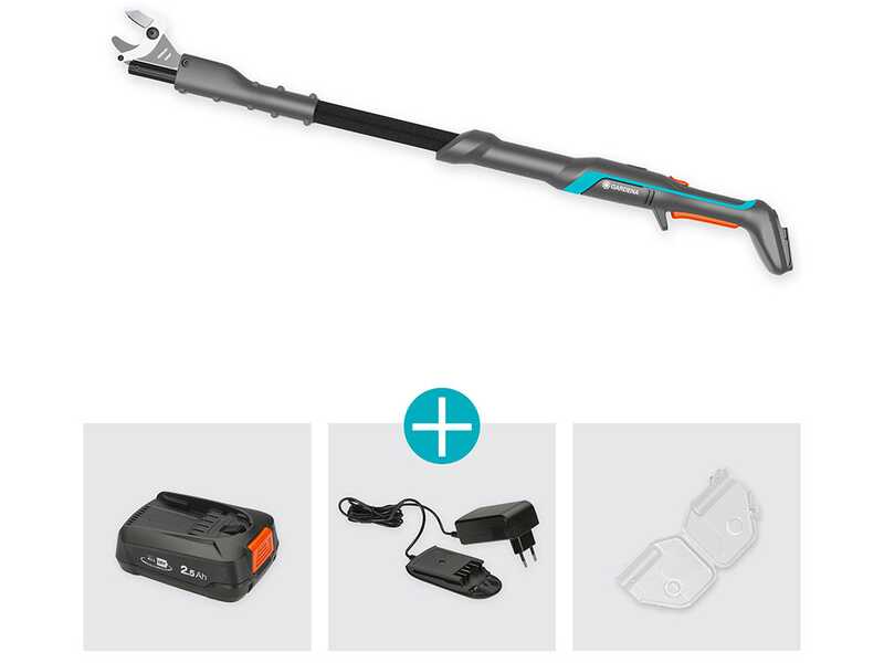 Gardena EasyCut 110/18V P4A - S&eacute;cateur &eacute;lectrique d'&eacute;lagage sur perche - 18V 2Ah - Diam&egrave;tre de coupe 28 mm