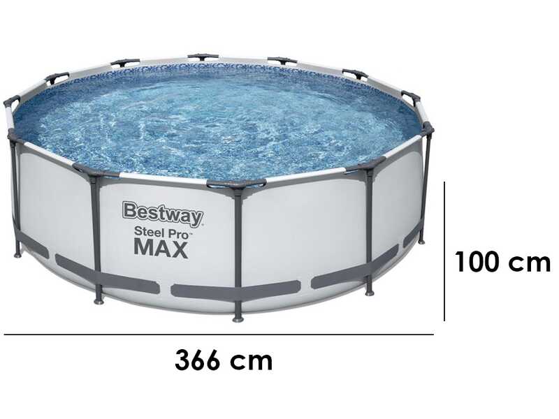 Bestway Steel Pro Max 56418 - &Oslash;366x100 cm - Piscine ronde + pompe de filtration et &eacute;chelle