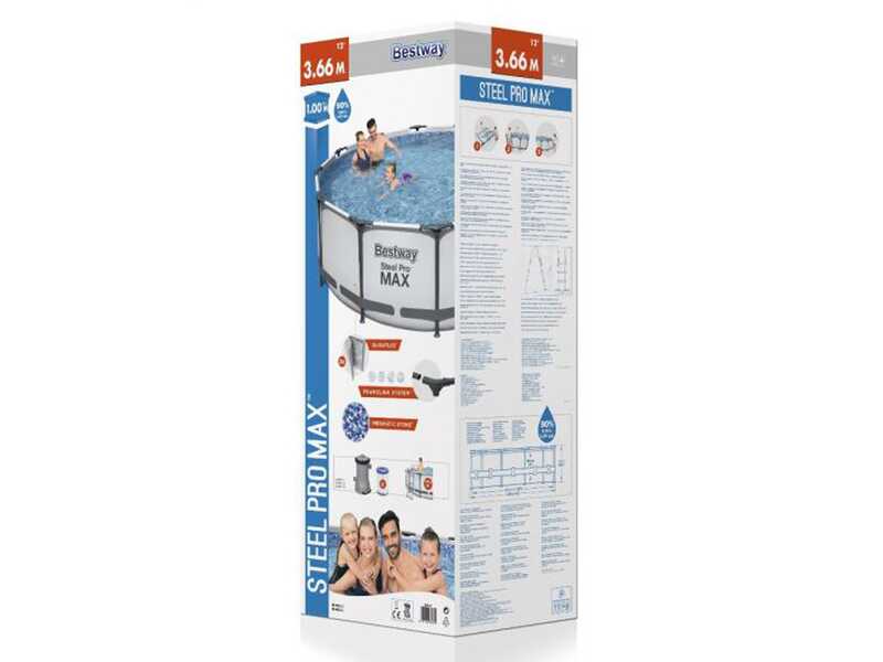 Bestway Steel Pro Max 56418 - &Oslash;366x100 cm - Piscine ronde + pompe de filtration et &eacute;chelle