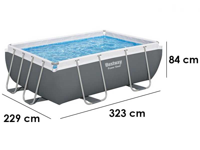 Bestway Power Steel 56629 - 282 x 196 x 84 cm - Piscine hors-sol + pompe de filtration 16 W
