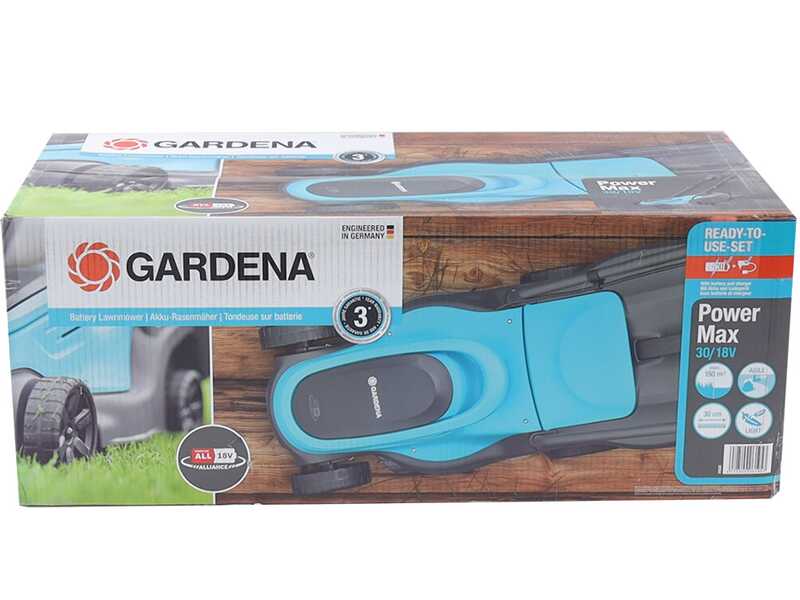 Gardena PowerMaX 30/18V P4A - Tondeuse &agrave; gazon &agrave; batterie - 18V/4Ah - Coupe 30 cm