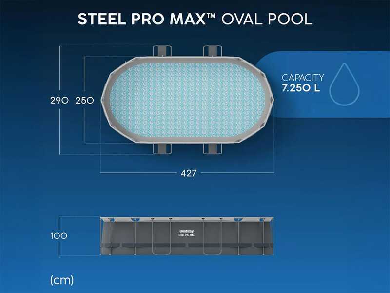 Bestway Power Steel 56620 - 427 x 250 x 100 cm - Piscine ovale