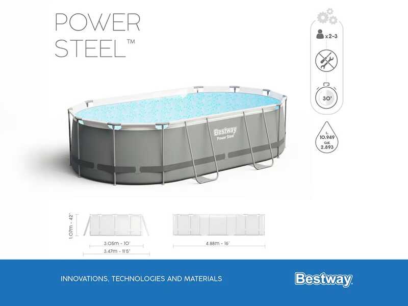 Bestway Power Steel 56448 - 488 x 305 x 107 cm - Piscine ovale