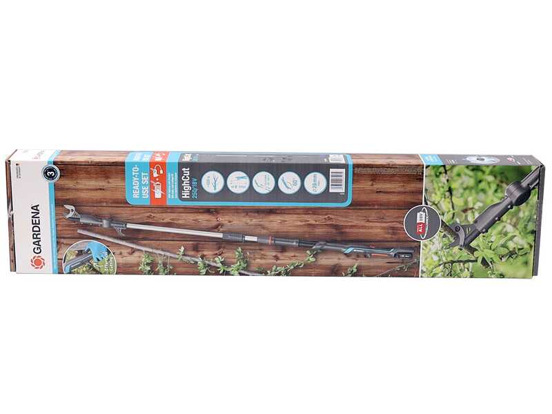 Gardena HighCut 250/18V P4A - S&eacute;cateur &eacute;lectrique d'&eacute;lagage sur perche - 18V 2ah - Diam&egrave;tre de coupe 28 mm