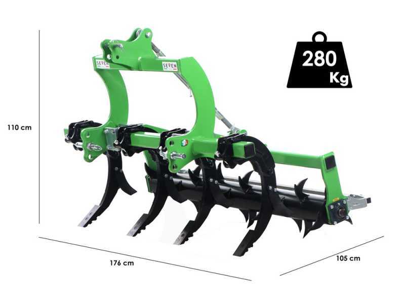 D&eacute;compacteur agricole Seven Italy BIG &agrave; 4 dents 160 cm rouleau m&eacute;canique