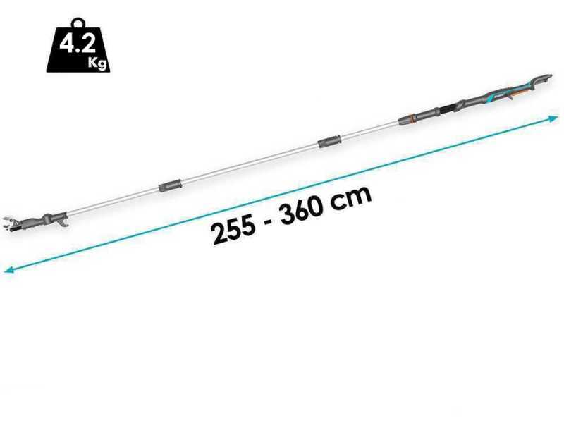 Gardena HighCut 360/18V Solo - S&eacute;cateur &eacute;lectrique de taille avec perche - Diam&egrave;tre de coupe 28 mm - SANS BATTERIE NI CHARGEUR