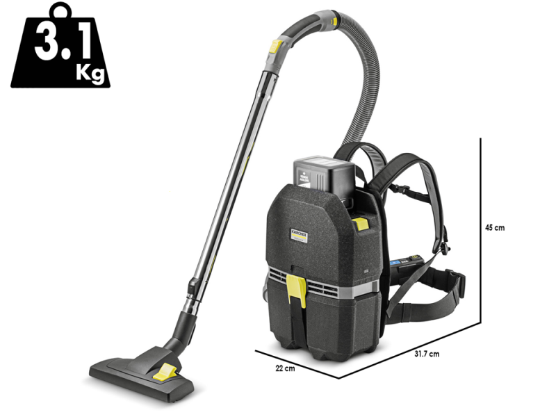 Karcher PRO BVL 3/1 Bp -  Aspirateur dorsal professionnel &agrave; batterie  - SANS BATTERIE NI CHARGEUR