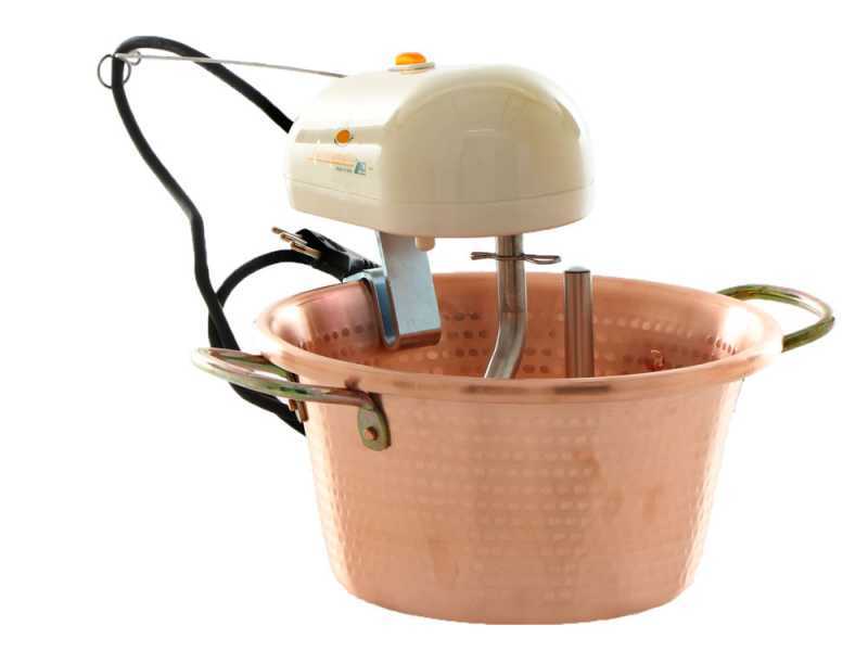 Chaudron en cuivre &eacute;lectrique martel&eacute; pour polenta LAR polentamatic &agrave; base plate 4.5L - 8W