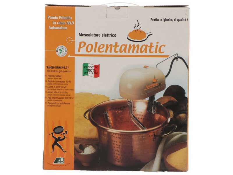 LAR Polentamatic - Chaudron en cuivre &eacute;lectrique martel&eacute; pour polenta &agrave; base plate 4.5L - 8W max