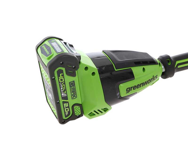 Greenworks G40PSFK2 - &Eacute;lagueuse &agrave; batterie sur perche de rallonge - Batterie de 40V 2Ah