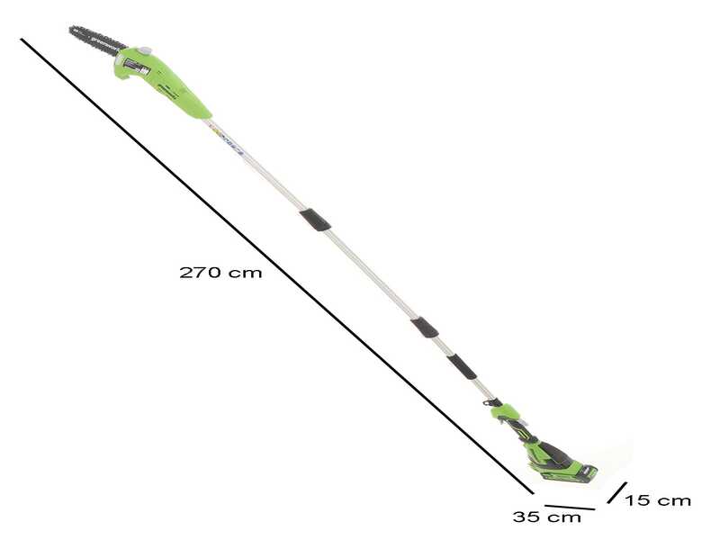 Greenworks G40PSFK2 - Perche &eacute;lagueuse &agrave; batterie sur perche de rallonge - Batterie de 40V 2Ah