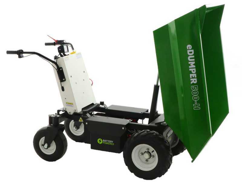 GREENBAY eDumper 500-H -Brouette &eacute;lectrique &agrave; batterie - 48V 32Ah - Basculement hydraulique
