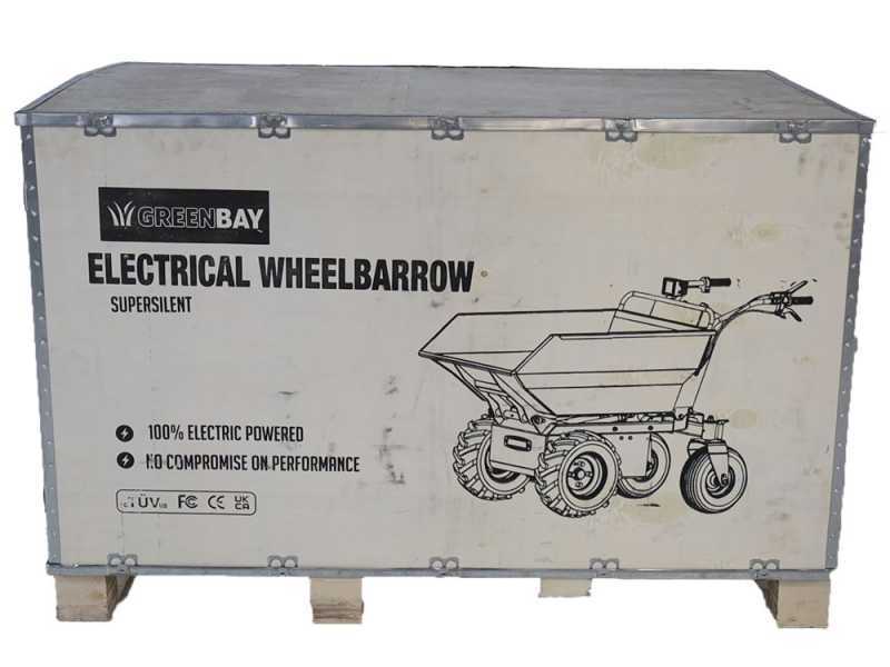 GREENBAY eDumper 500-H -Brouette &eacute;lectrique &agrave; batterie - 48V 32Ah - Basculement hydraulique