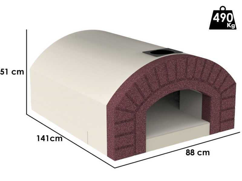 Linea VZ Sorrento - Four &agrave; bois encastrable avec plan de cuisson 72x105 cm - Capacit&eacute; de cuisson 5 pizzas