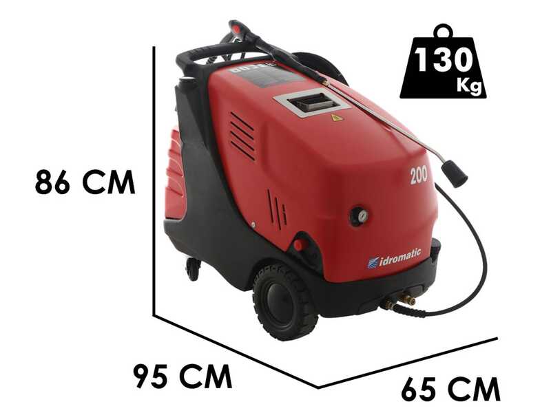 Idromatic Kon 200.15 - Nettoyeur haute pression &agrave; eau chaude professionnel - triphas&eacute; - 200 bar - 900 l/h