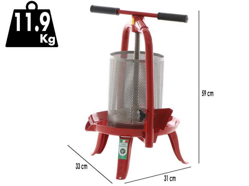 Baesso V20 - Pressoir &agrave; fruits Manuel - Pressoir &agrave; vis - Fruits et l&eacute;gumes - 9 Lt