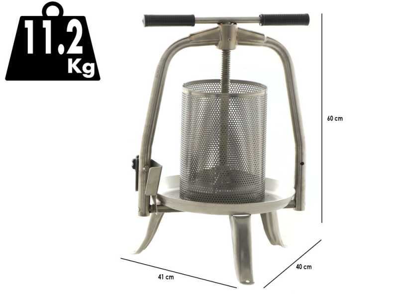 Baesso V20 Inox - Pressoir &agrave; fruits Manuel - Pressoir &agrave; vis - Fruits et l&eacute;gumes - 9 Lt
